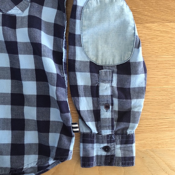 SPLENDID kids blue check shirt size 10 with pockets button down elbow patches - Picture 7 of 16